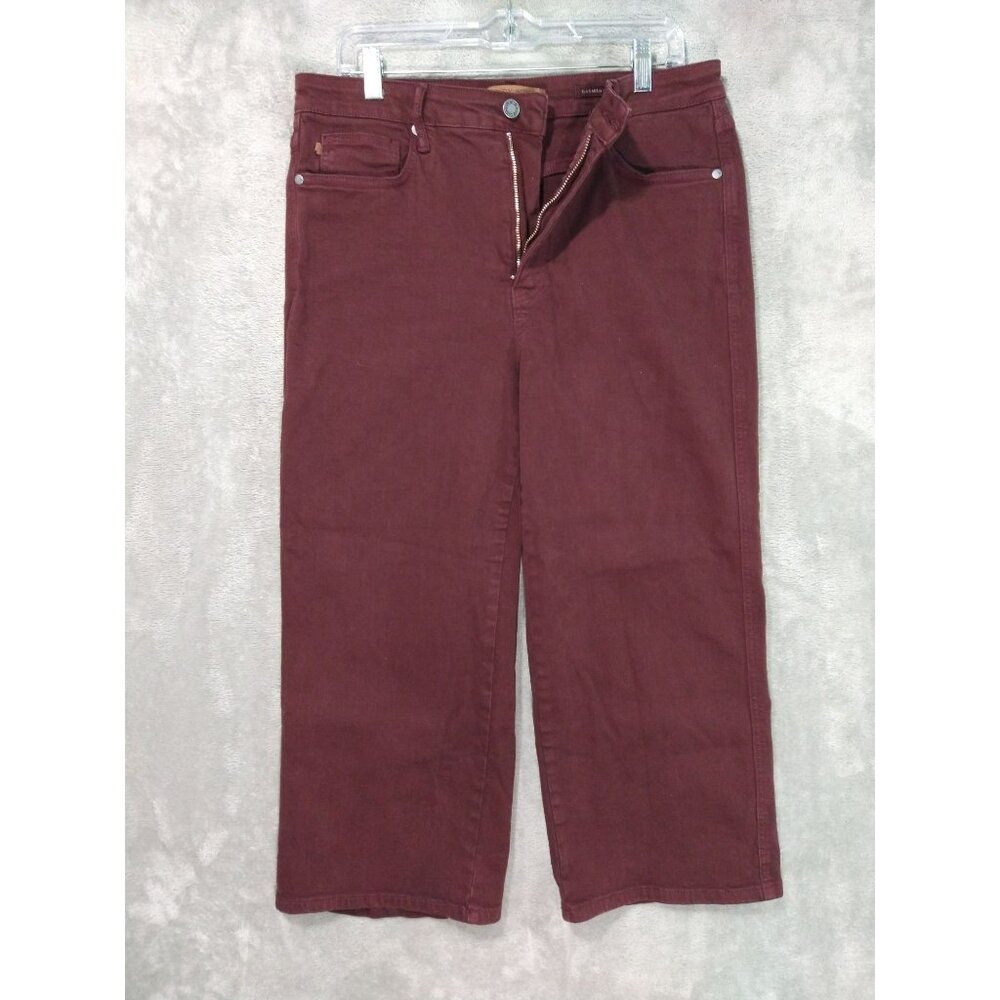Judy Blue Jeans Womens 15/32 Red Oxblood High Waist Tummy Control Wide Leg